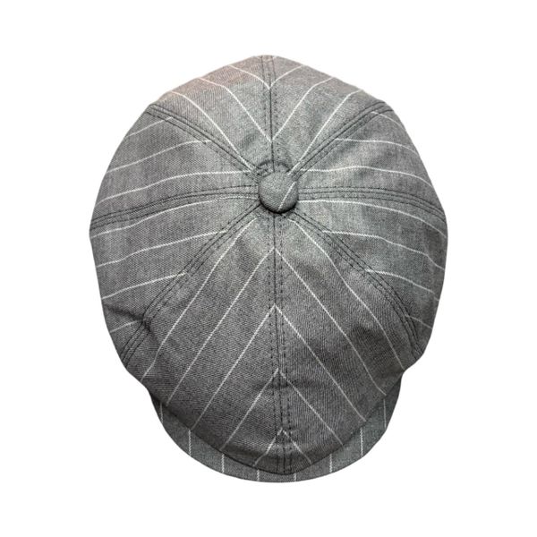 Classic Grey Pinstripe Cotton Flat Cap