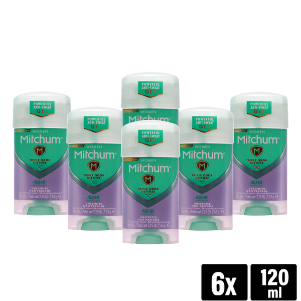Mitchum Women Unscented Gel 63g x 6 Pack