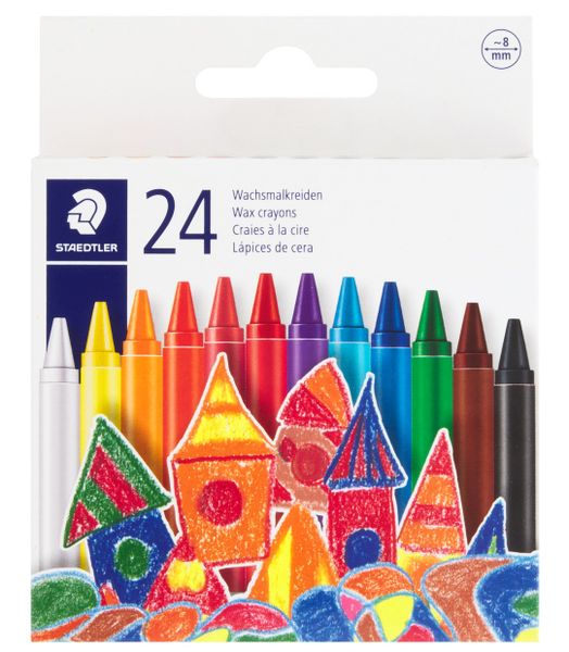 STAEDTLER 220 NC24 Noris Wax Crayons 8 mm - Assorted Colours (Pack of 24)
