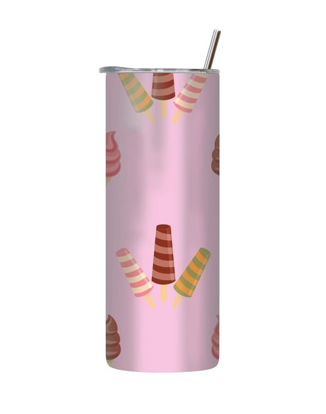 Strawberry 20 Oz Tumbler with Lid Straw Trendy Ice Cream Graphic Gift 218