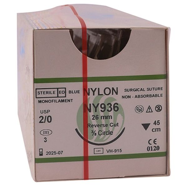 Suture Nylon 2/0 26mm Rc 45cm NY936 12's