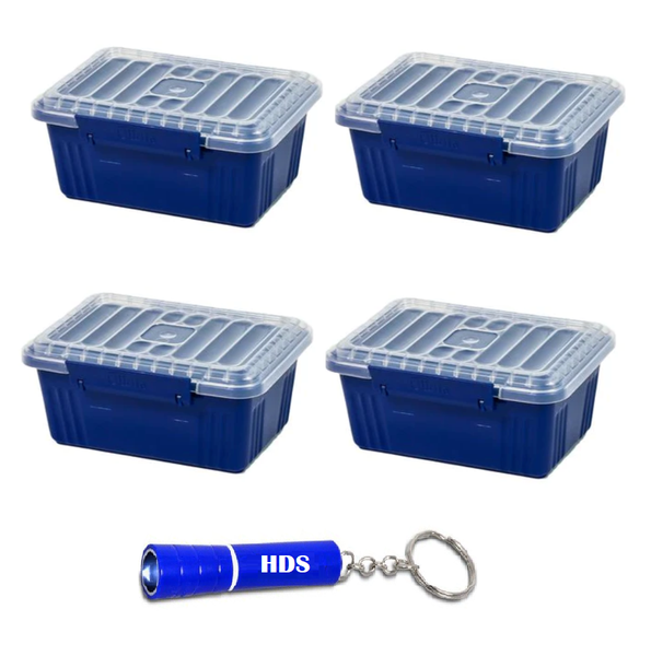 Otima Rectangular 600ml Lock Lunch Box - Dark Blue with HDS Branded Torch