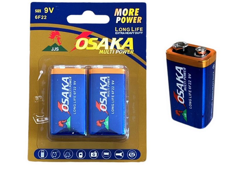 Pack of 2- Osaka 9V Zinc-Carbon Battery