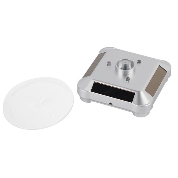 Solar-Powered LED 360 Rotating Display Stand for Jewelry/Phone - Silver
