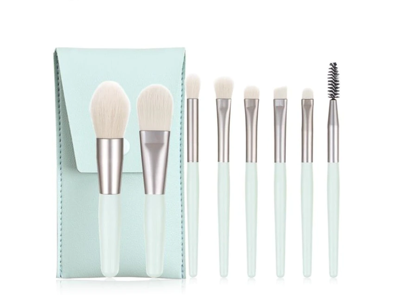8 Piece Mini Makeup Brush Set &amp; Travel Bag