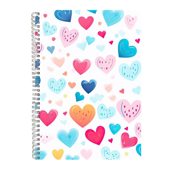 Hearts A4 Notebook Spiral and Lined Back To School Graphic Notepad Gift 252