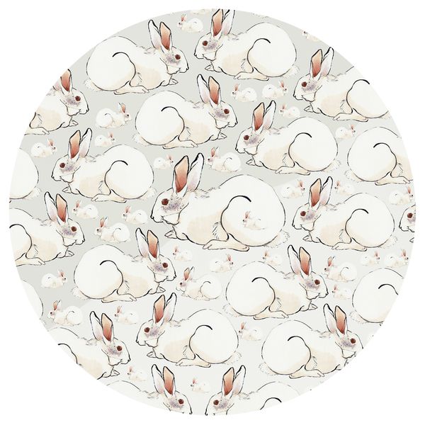 White Rabbits Round Tablecloth