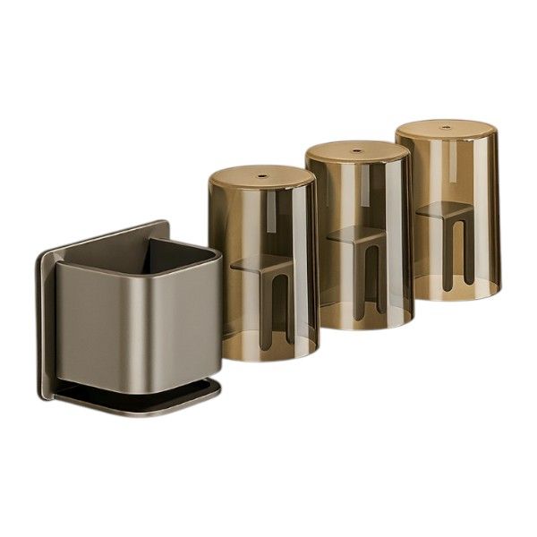 Wall-Mounted Bathroom Organizer with 3 Inverted Cups - Silver