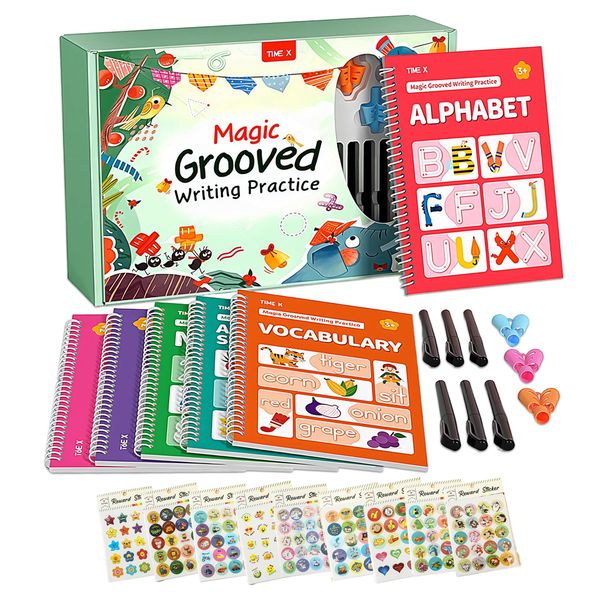 Magic Grooved Handwriting Practice Books Kids Educational Learning (24Pcs)