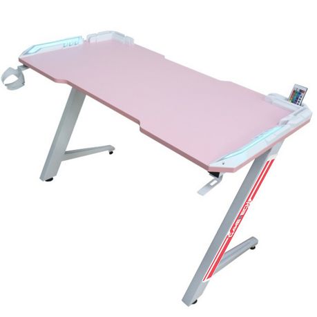 GameTech Z-Shaped Gaming Desk with RGB LED Lights - Pink (ZP3-1200) Image