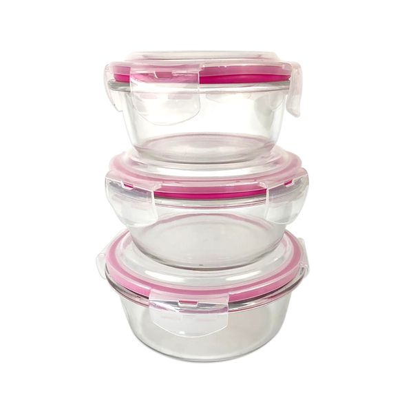 Educat Glass Dishes Round Pack (Pink)