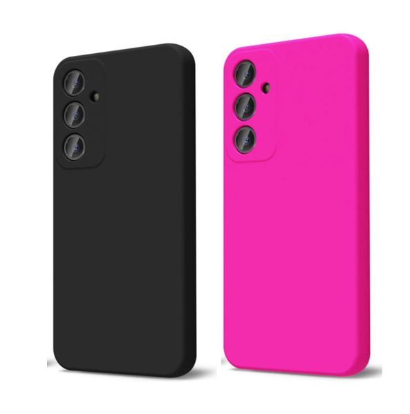 2 Pack silicone case compatible with Samsung A25 - Black &amp; Neon Pink