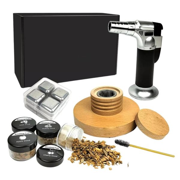 Bar Visor- 15 Pieces Whiskey Smoked Cocktail Kit with Gift Box - Black