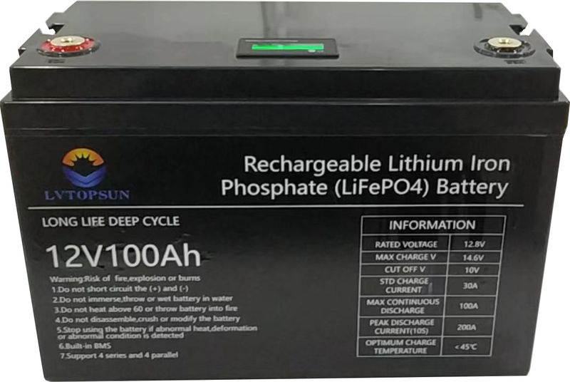 12V (12.8V) 100Ah Lithium (LiFePO4) - LVTOPSUN