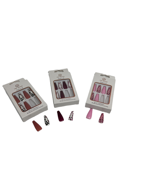 Dark Colour Leopard Print Press On Nails Set (3 Pieces)