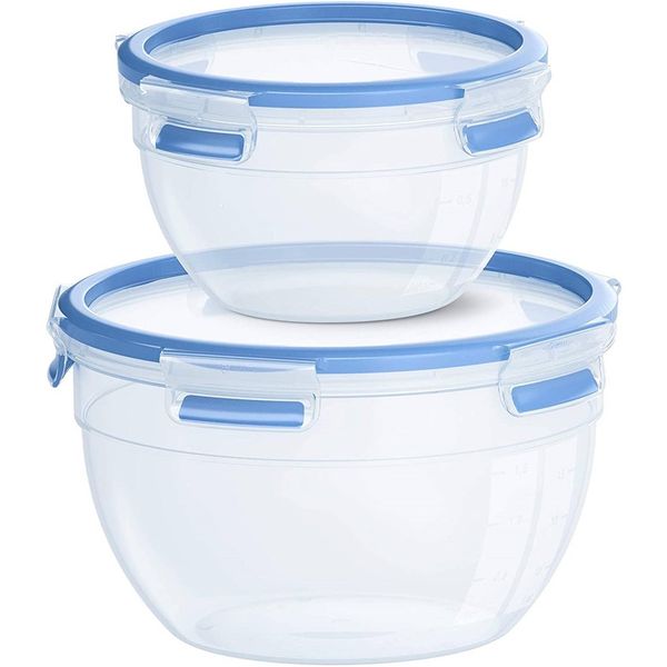 Emsa Clip &amp; Close Food Container Set Round (1.1L &amp; 2.6L)