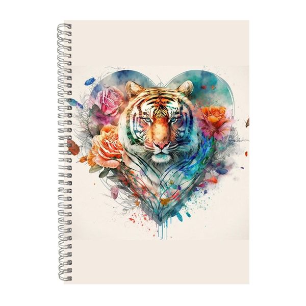Tiger 3 Watercolor Heart Notebook Animal Gift Idea Notepad Pad 118