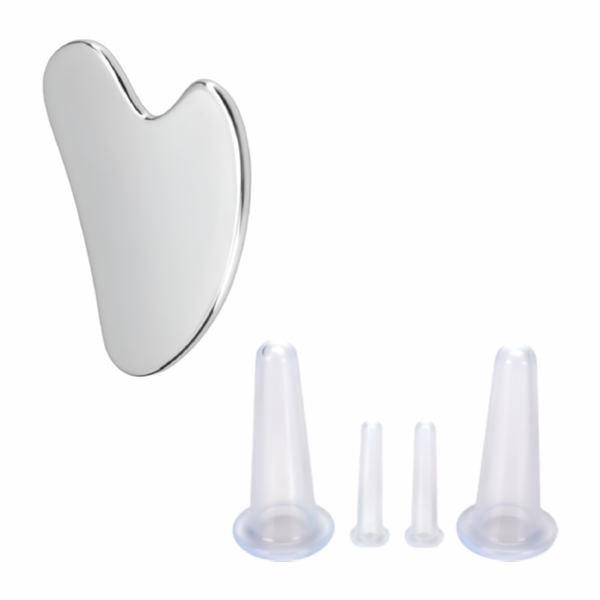 Stainless Steel Gua Sha With Facial Cupping Combo