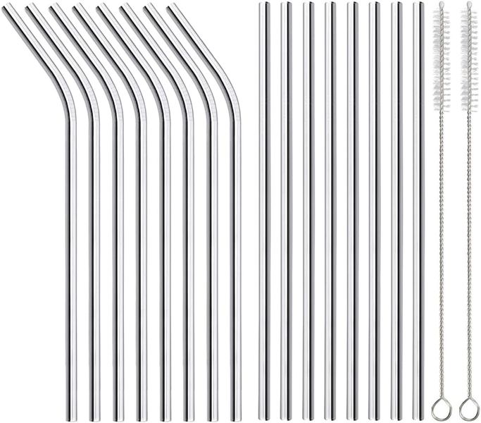 Metal Straws, Reusable Straws, 16 Pack 8.5 Inch Straight and Bent