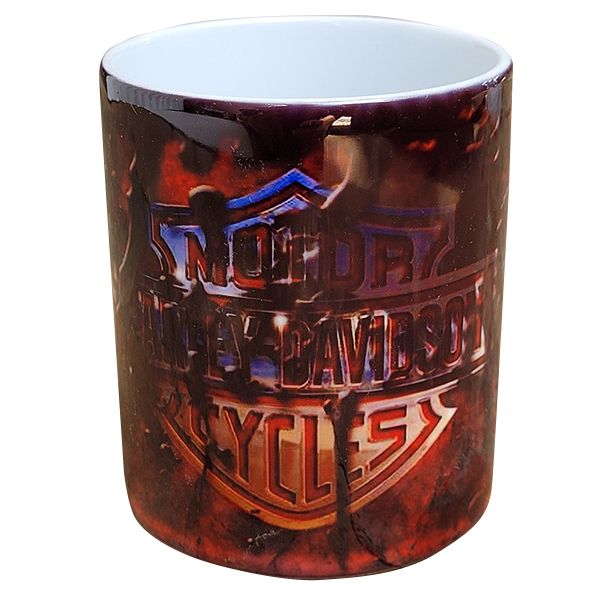 Harley Davidson - Vintage `Oil Mug` Red n Blue Coffee Mug