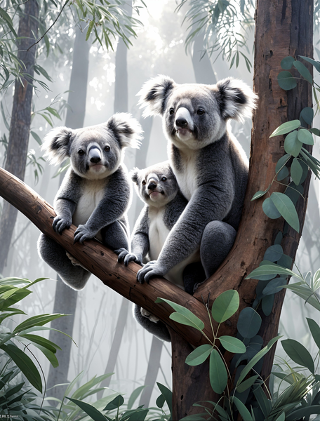 Canvas Wall Art Home Decor - Koala Family