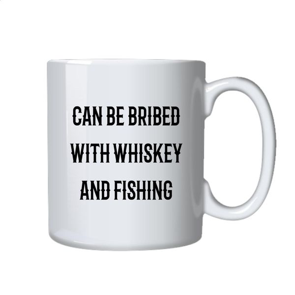 Whiskey and Fishing Coffee Mug - Best Funny Novelty Gift Idea for Dad