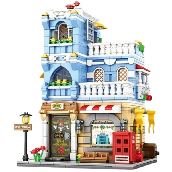 Creative Hotel Street Block Set - 713pcs ABS Structure Bricks
