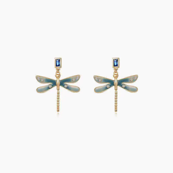 Enamel painted dragonfly earrings