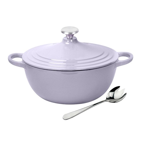 26cm Large - Superior Quality Enamelled Cast Iron Pot With Meat Fork