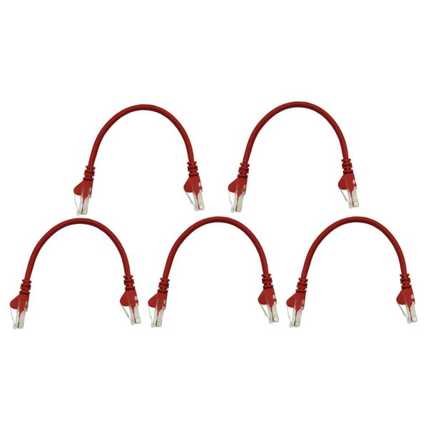 5 PACK: 22cm Cat5e Flylead Ethernet Network Patch Cable: WHITE