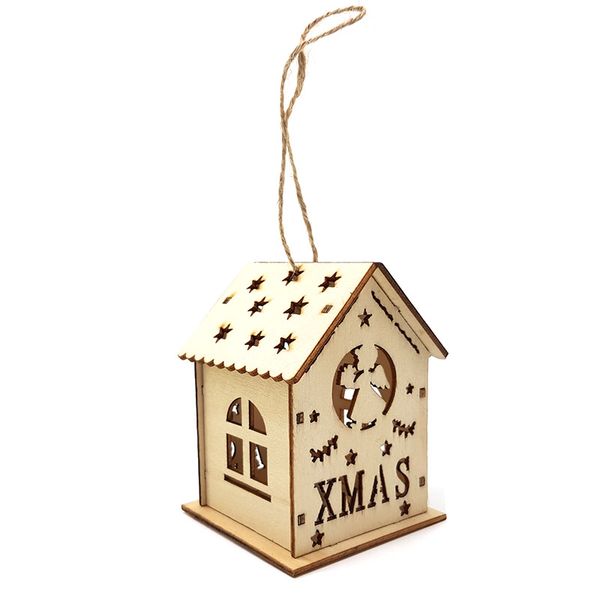 Bufftee Light Up Christmas Xmas House Bauble- Small Self Lit Wooden Box