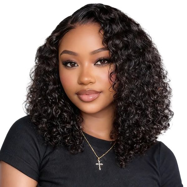 Best Texture 14Inch Glueless Short Curly Ear to Ear Wig Golden Perfect