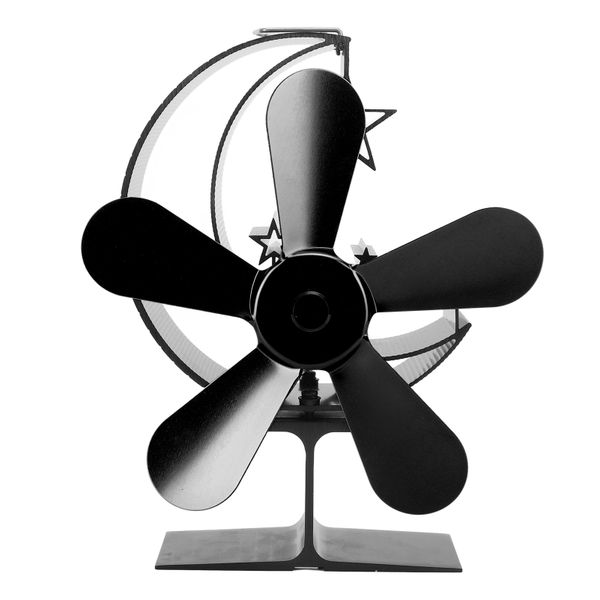 Stove Fan Fast Heat Dissipation Alloy Five Blade Black