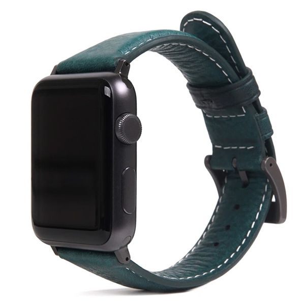 SLG D6 Italian Minerva Box Leather Strap For Apple Watch 42/44mm - Blue
