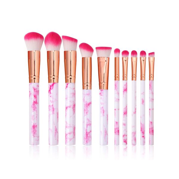 10pc Makeup Brush Set- Marble Pink Top