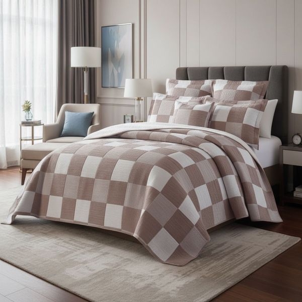 Damsaar - King 6 Piece Woven Jacquard Quilt Set with Sherpa Reverse.