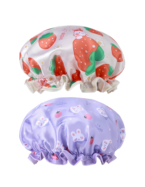 Sndway 2pack Kids Shower Cap Waterproof Double Layer Soft Elastic Bath Caps