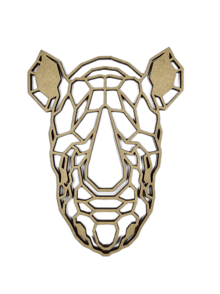 Polygonal Rhino Head Wall Art - 55cm x 42cm - 3mm Blonde MDF