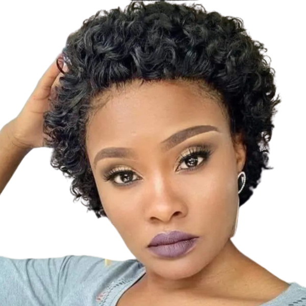 Full Frontal Brazilian Curly Pixie Wig.