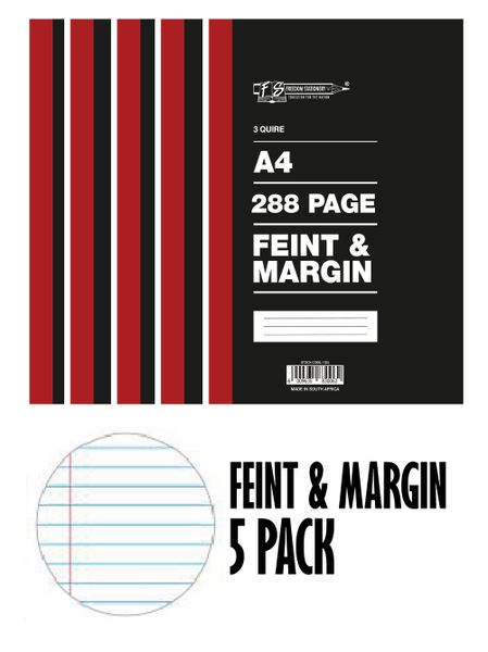 Freedom Stationery - 3-Quire - Counter Book - 288 Page A4 F&amp;M - 5 Pack