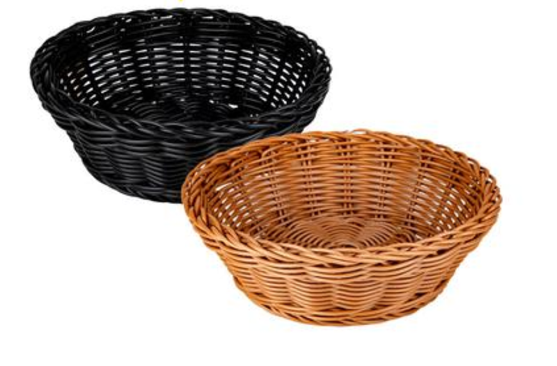 Woven Plastic Basket Round 21x7cm - Set of 2