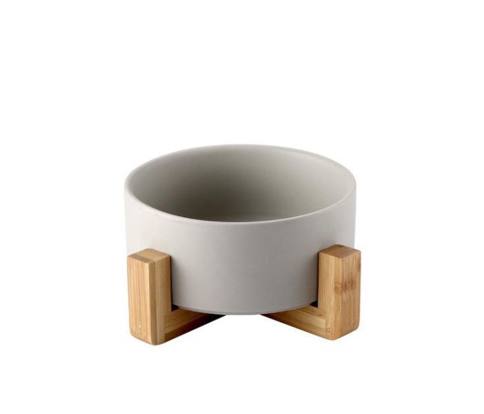 Ceramic Food &amp; Water Bowl - Grey