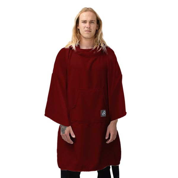 Maroon Surf Swim Changing Poncho with sleeves - Adult - S