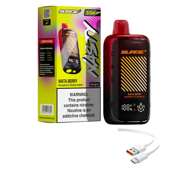 Nasty Surge 55k Raspberry Watermelon + DiscoVape Charging Cable