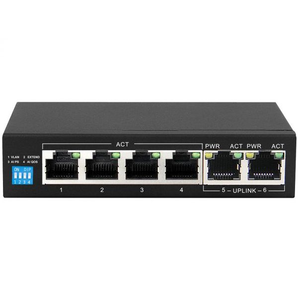 Scoop 6 Port Gigabit Ethernet Switch with 4 AI PoE and 2 Uplink Ports