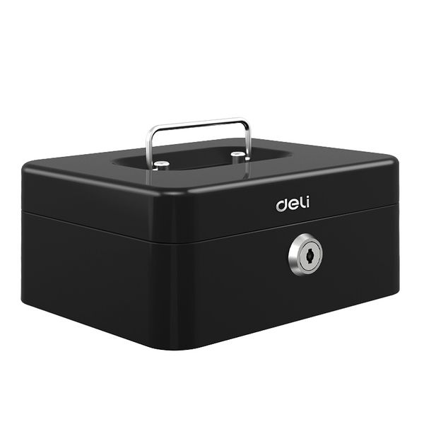Deli Metal Safe CASH BOX Black 200Lx160Wx90H mm Set
