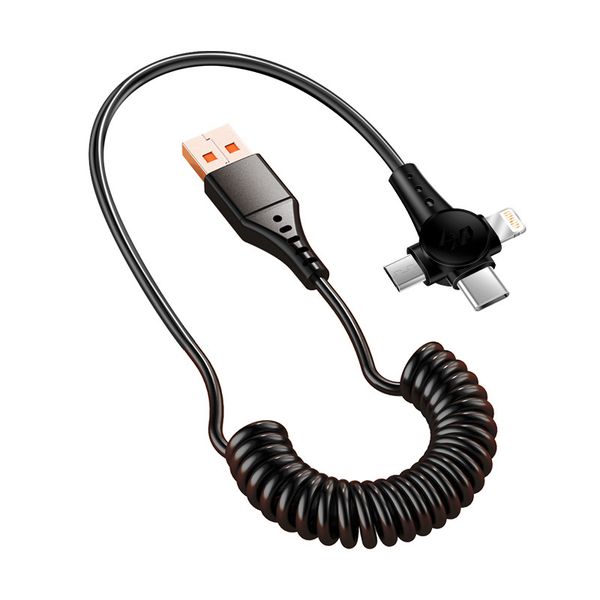 3-in-1 Spring Wire 120W Super Fast Charging USB Type-C Data Cable