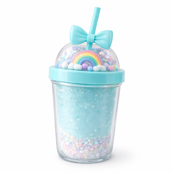 Magical Unicorn Glitter Sippie Cup for kids- Rainbow Lid with Straw (350ml)