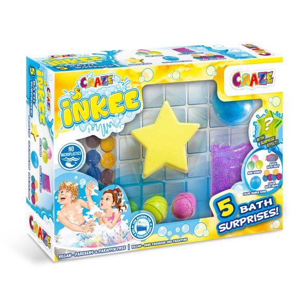 Craze Inkee Bath Bomb Surprises Set of 5 - Dermatest approved