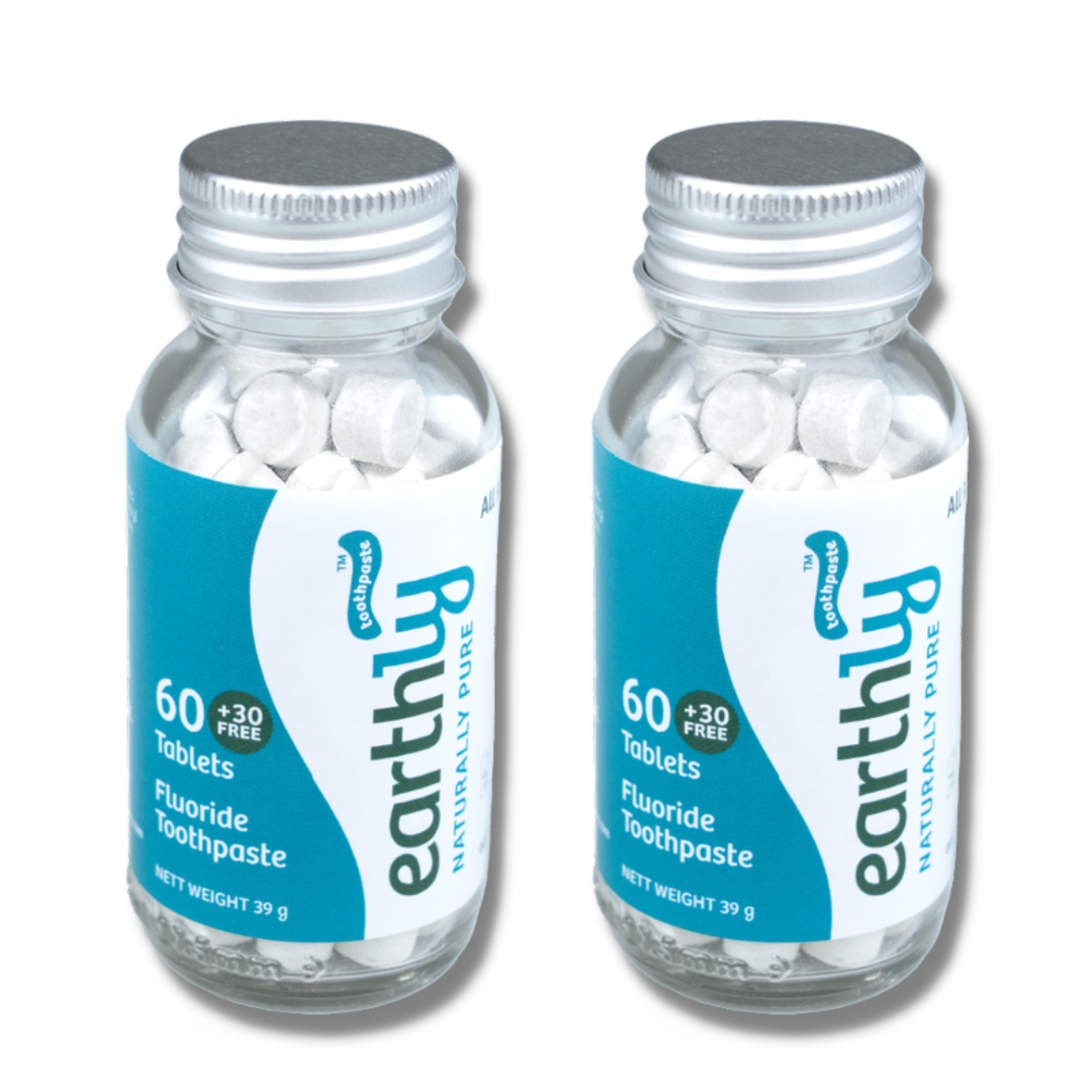 Earthly Toothpaste 2 x All Round Protection Cool Mint 90 Tablets